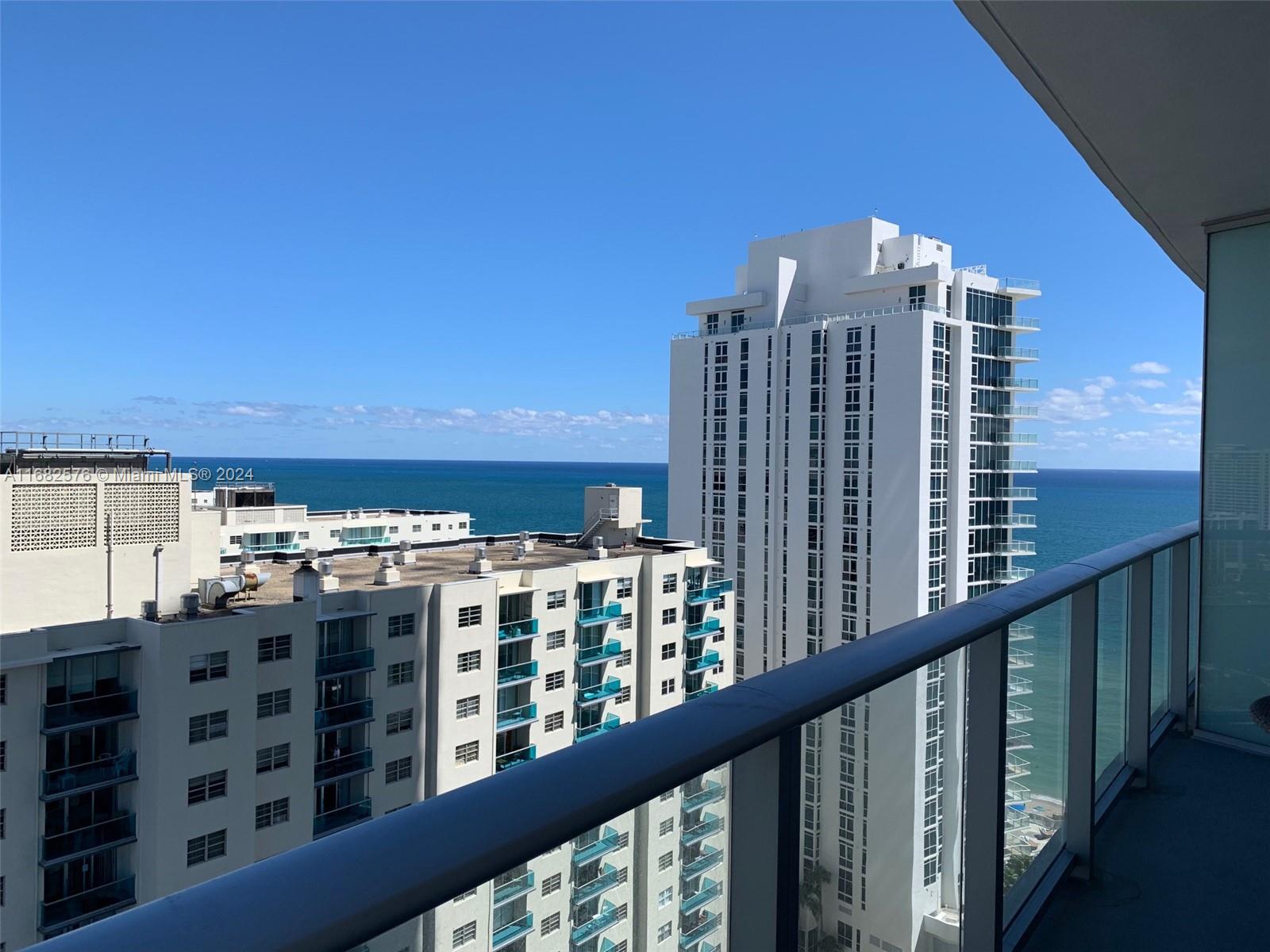 a view of a building from a balcony