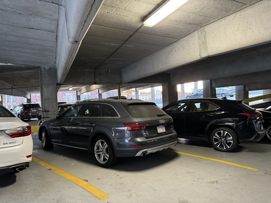 a view of a car in garage