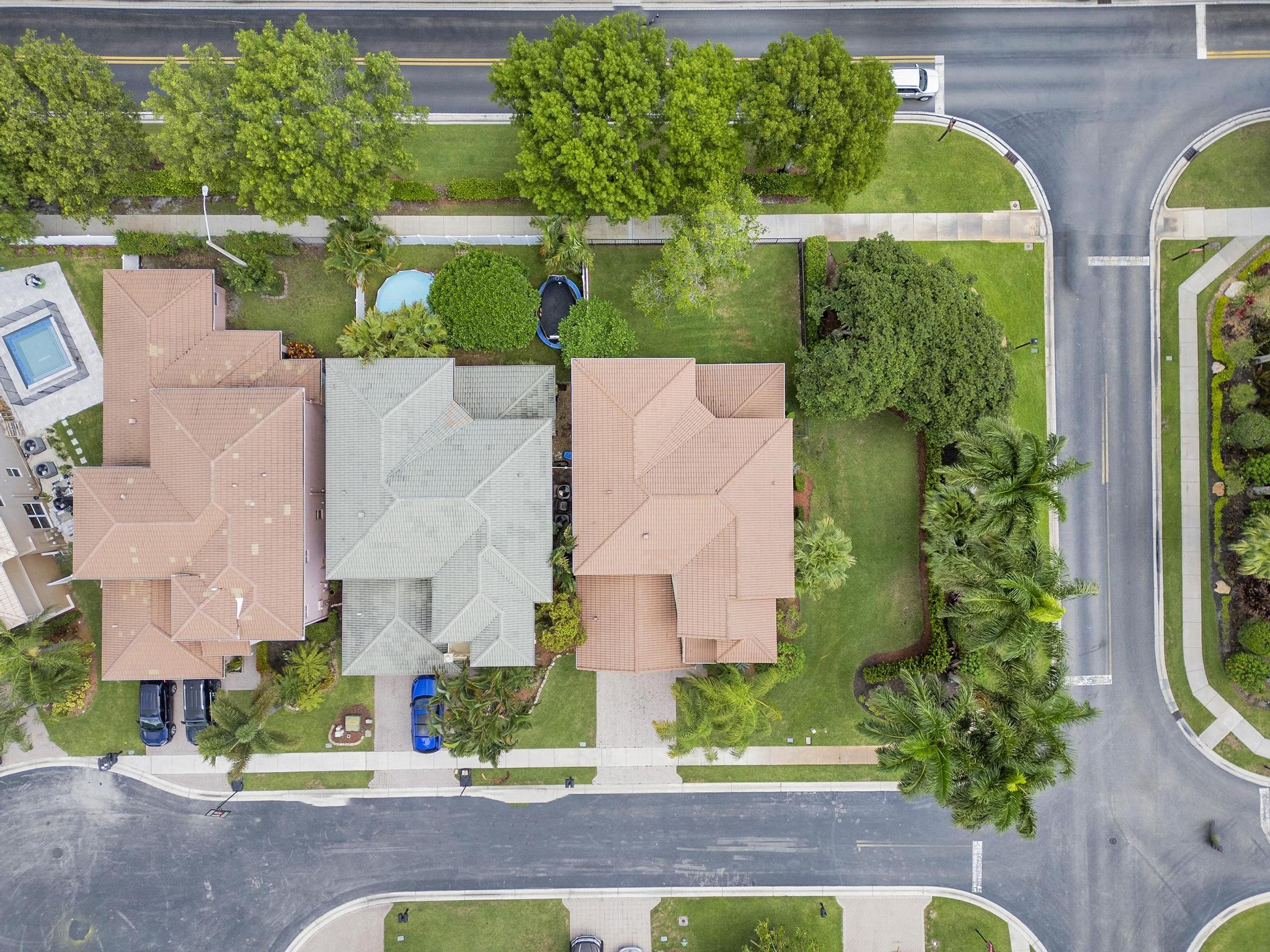 an aerial view of multiple house