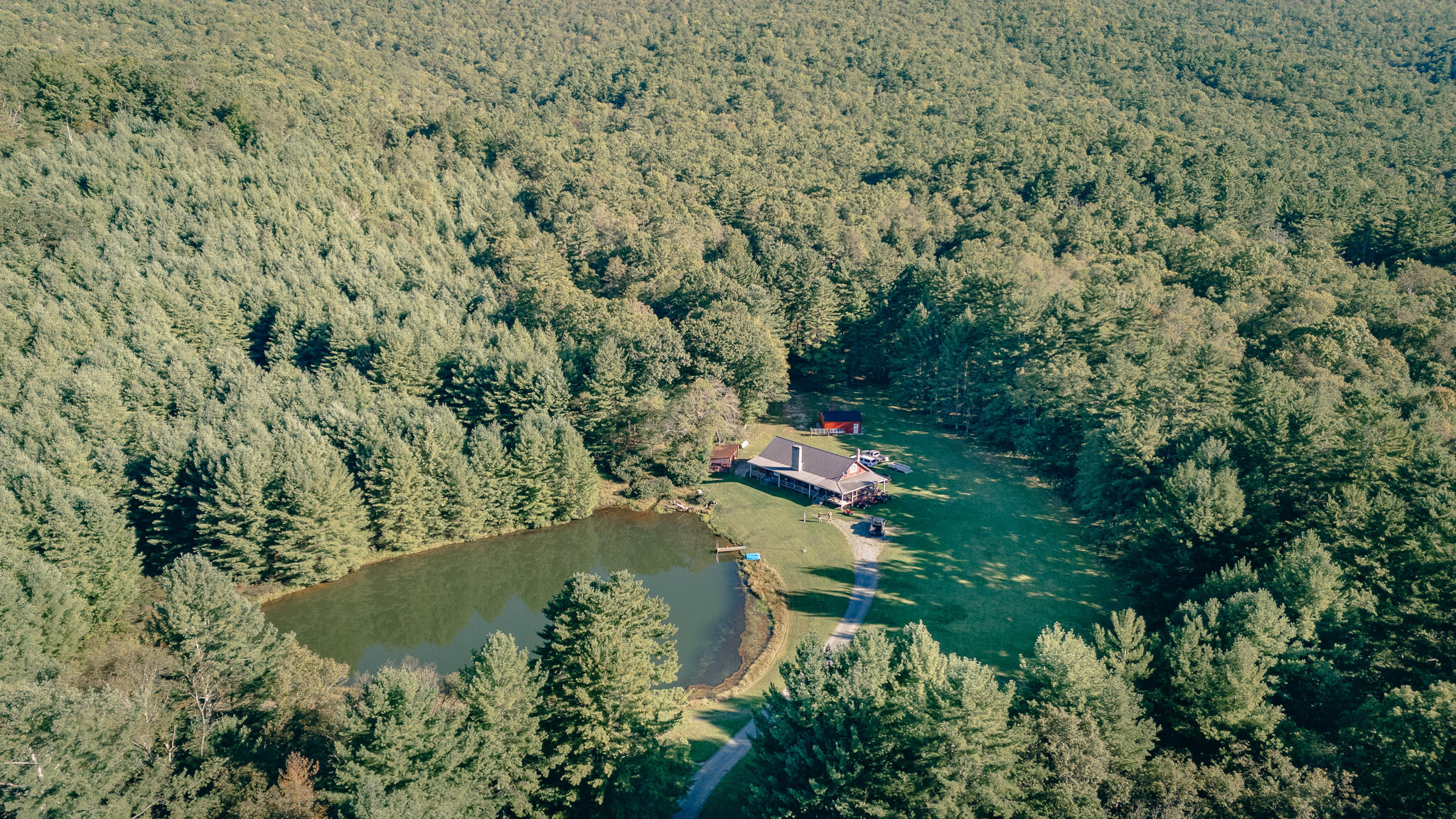 a view of a lake with a building in the background