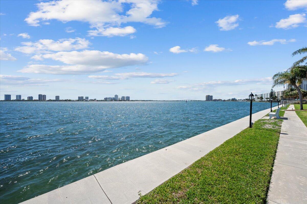 a view of a lake with a big yard