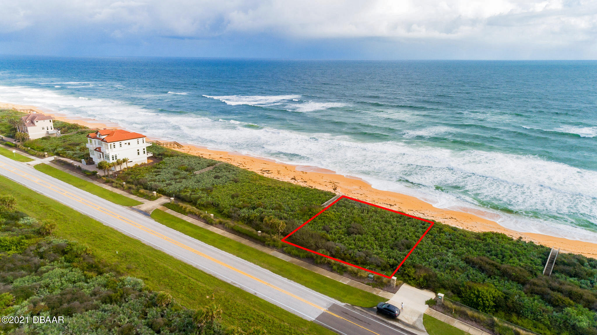 a view of an ocean and beach