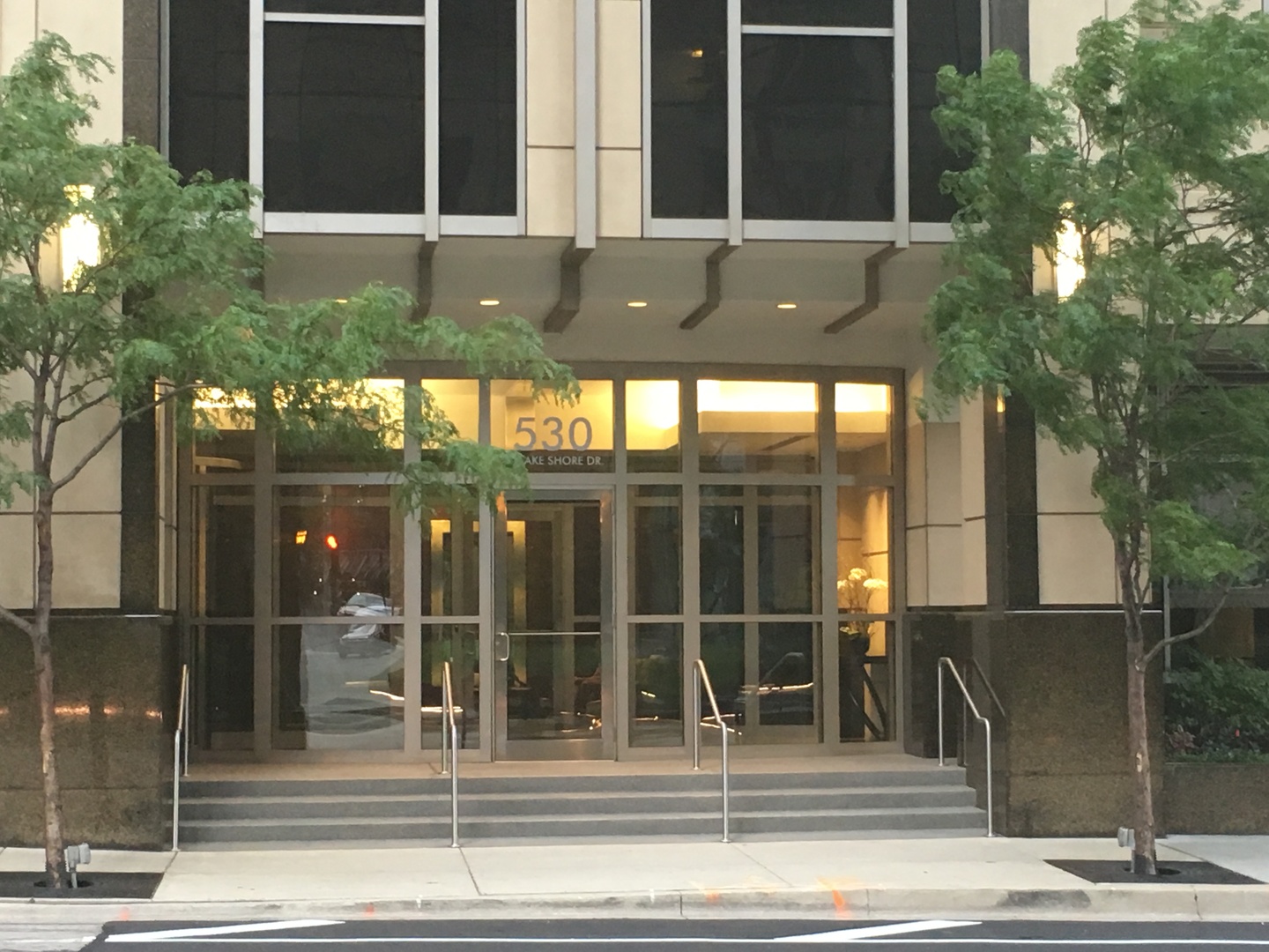 a view of a building from a window