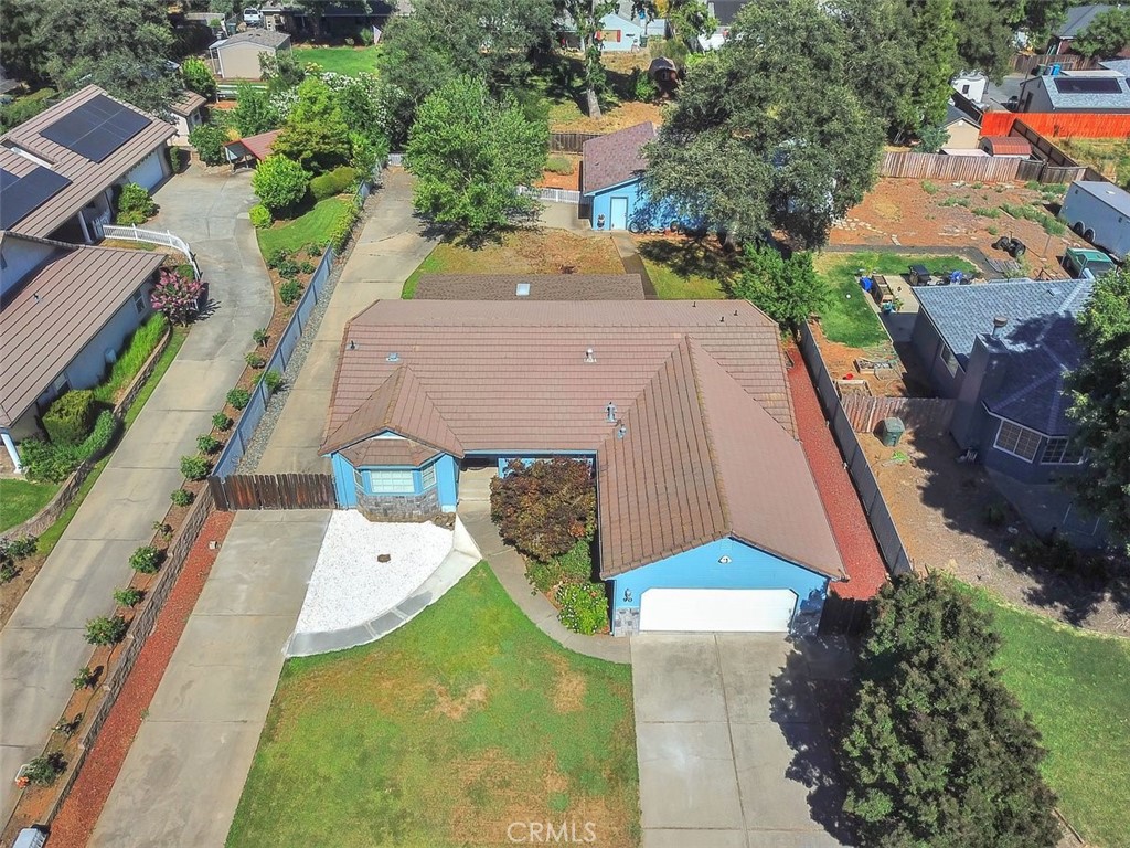 an aerial view of a house