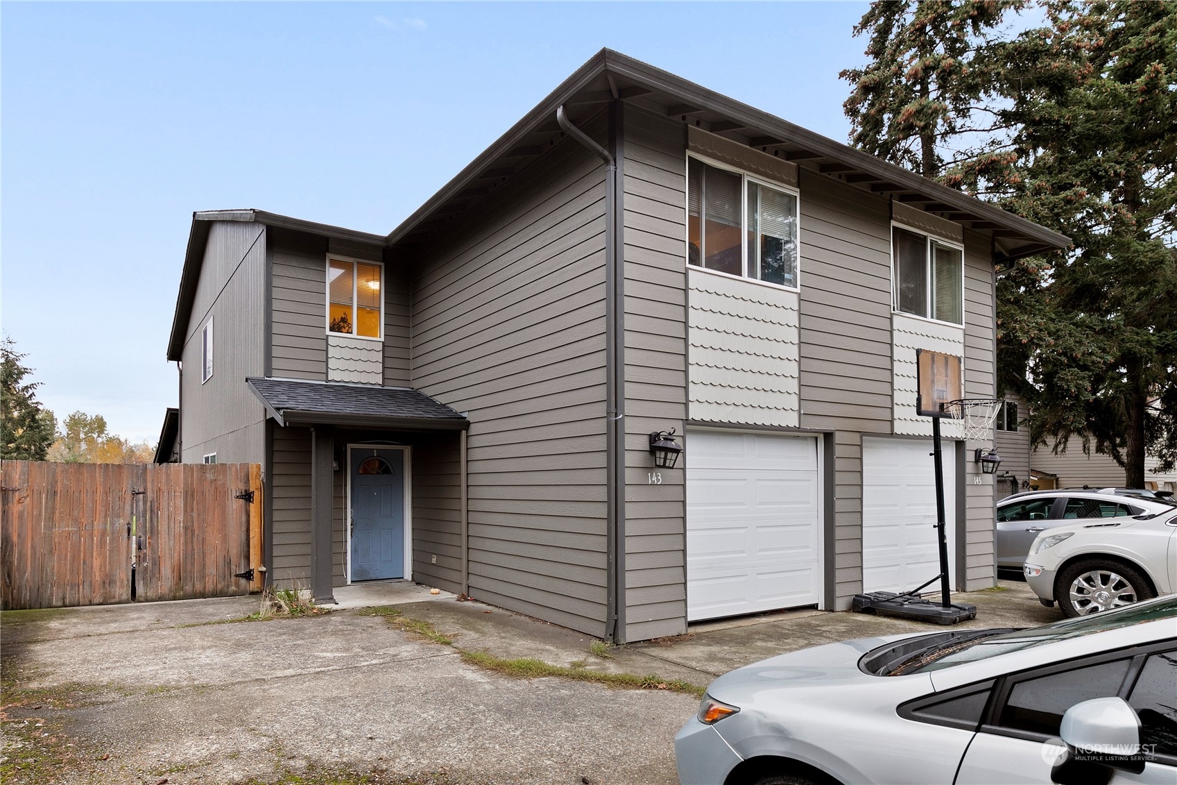 a view of a house with a garage