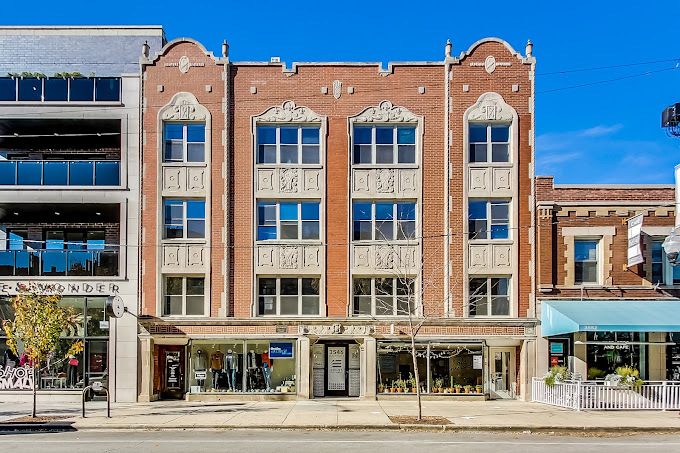 a front view of a multi story building