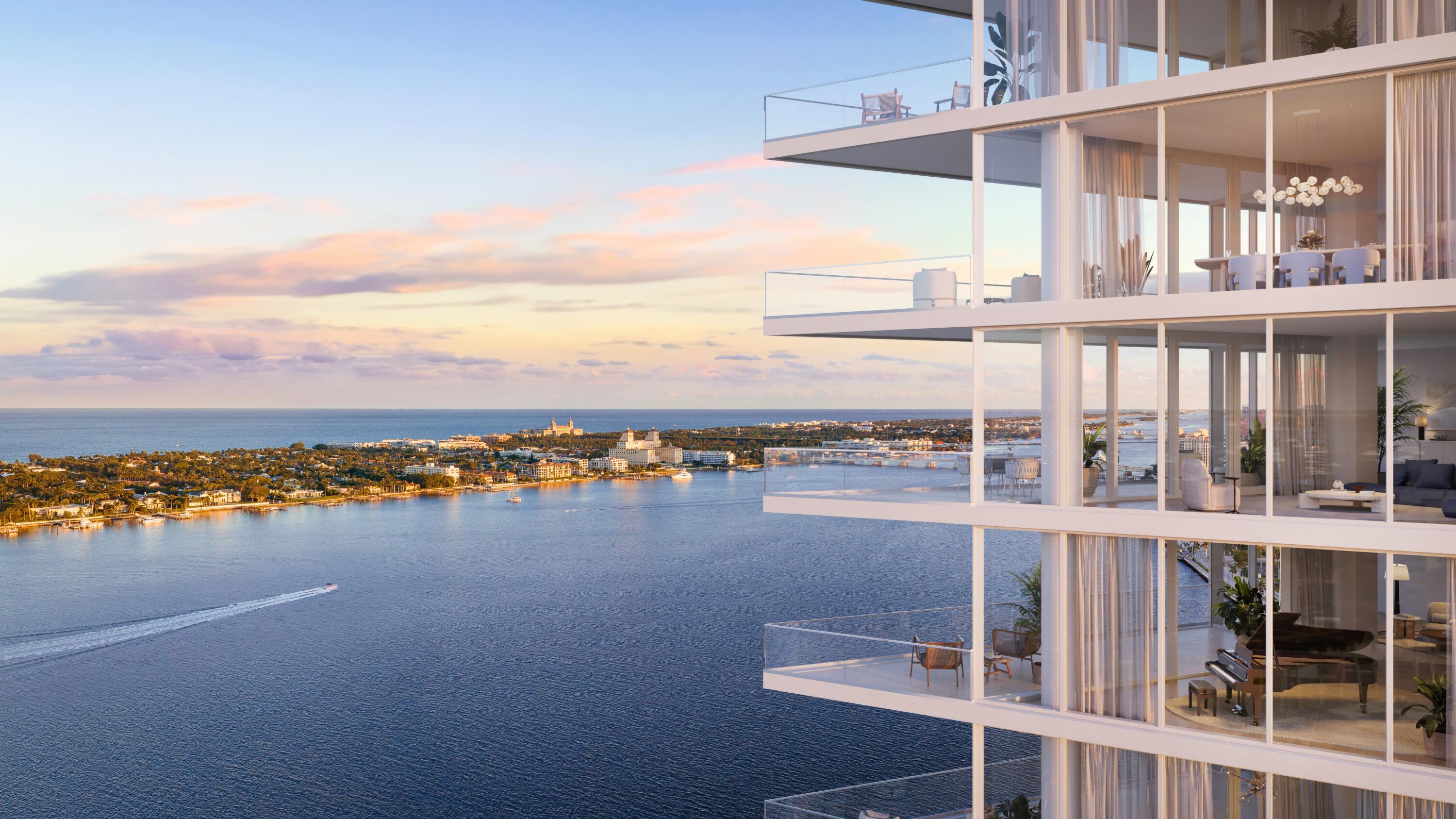 a view of a balcony with an ocean view