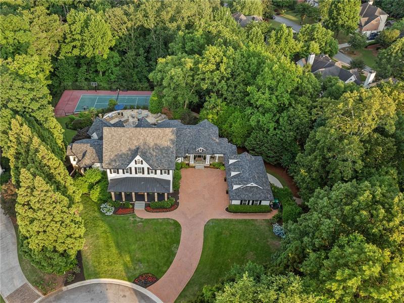 an aerial view of a house