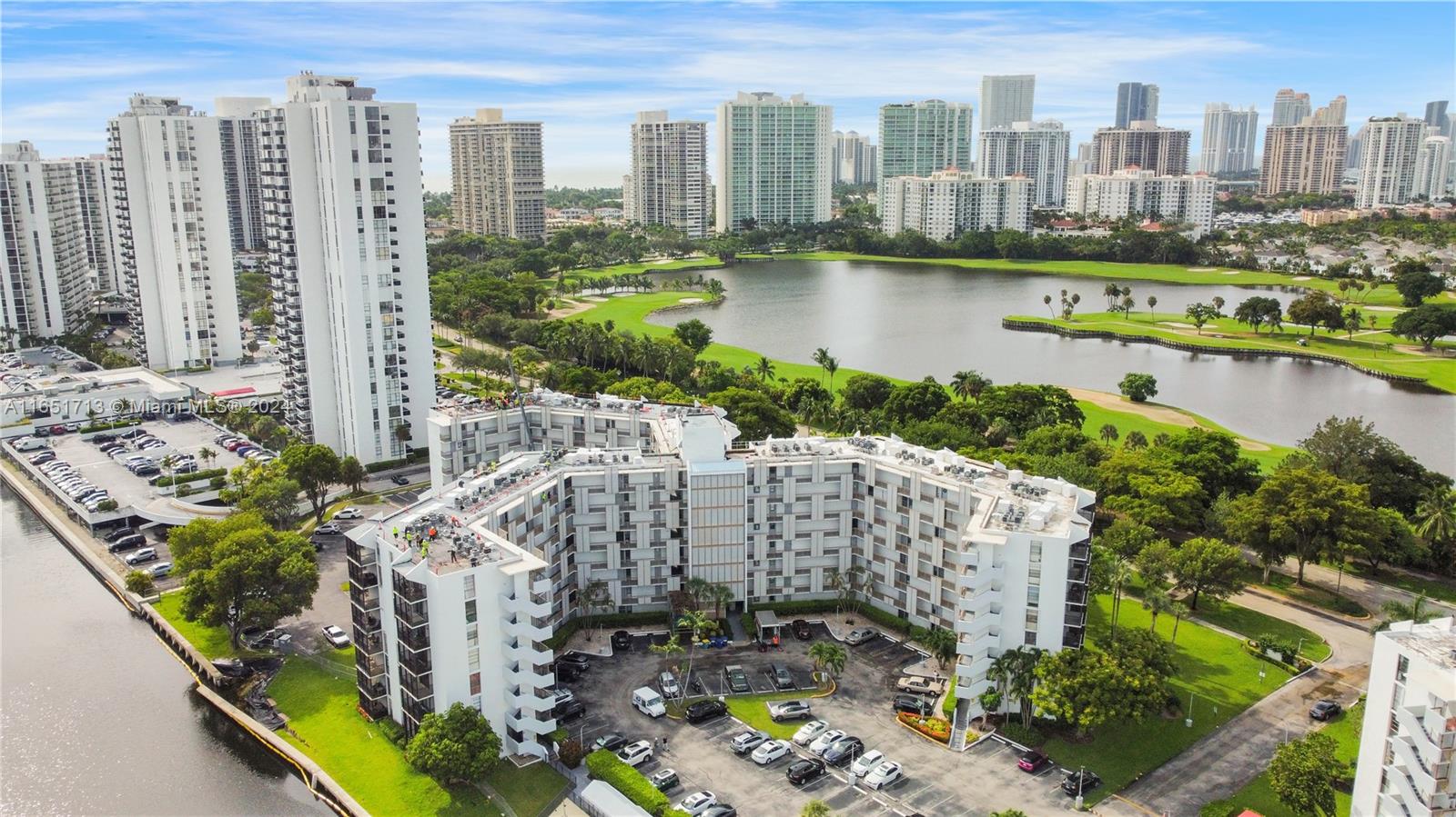 a view of a city with tall buildings