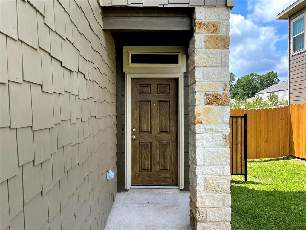 a door with yard in front of it