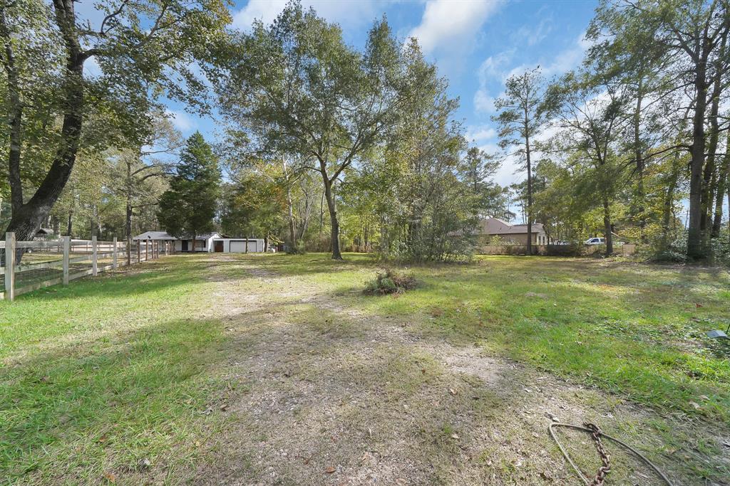 a view of outdoor space with trees all around