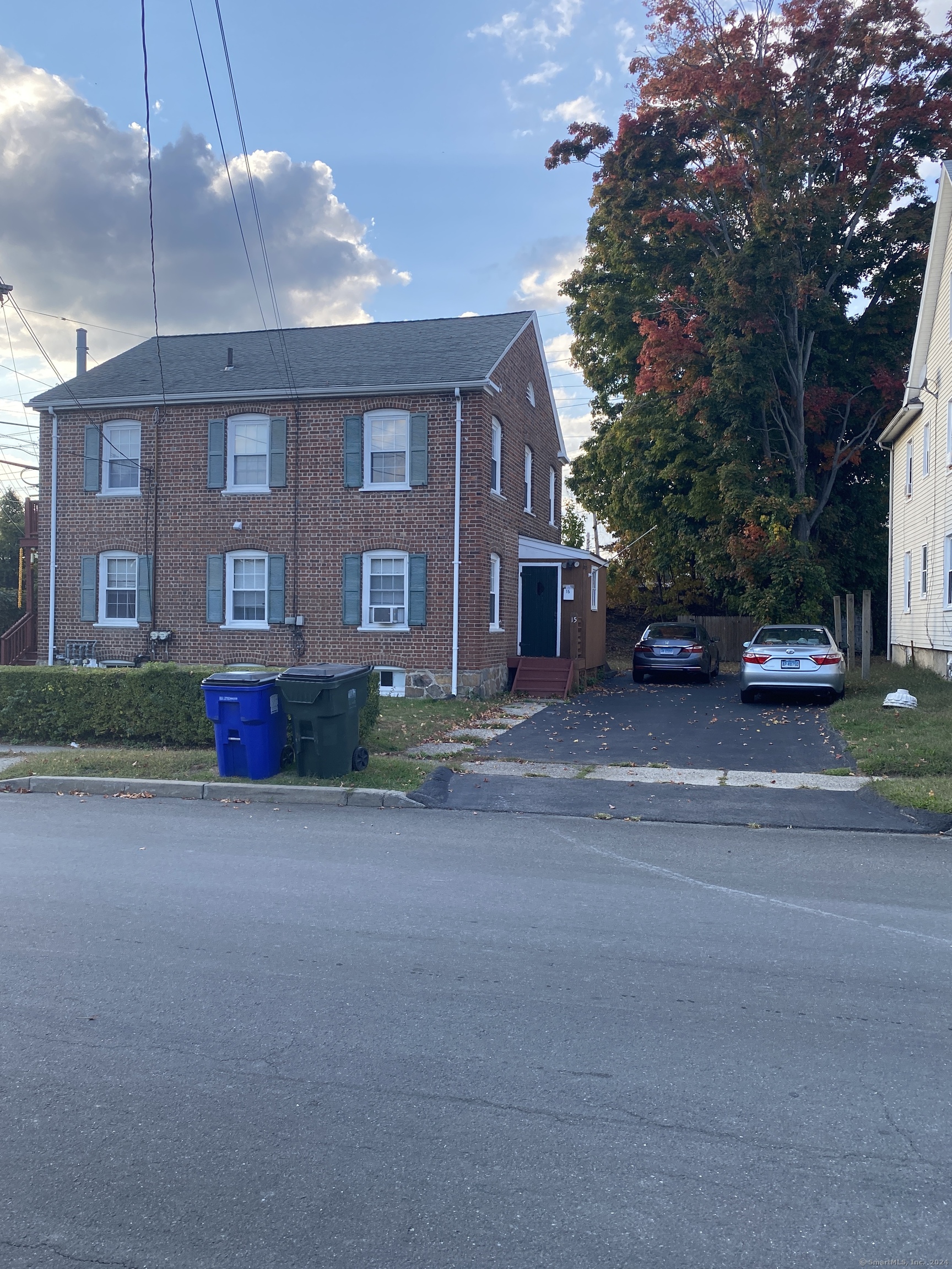 a view of a building with a street