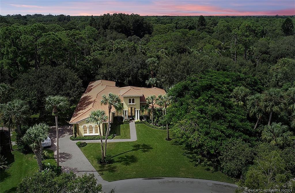 an aerial view of a house