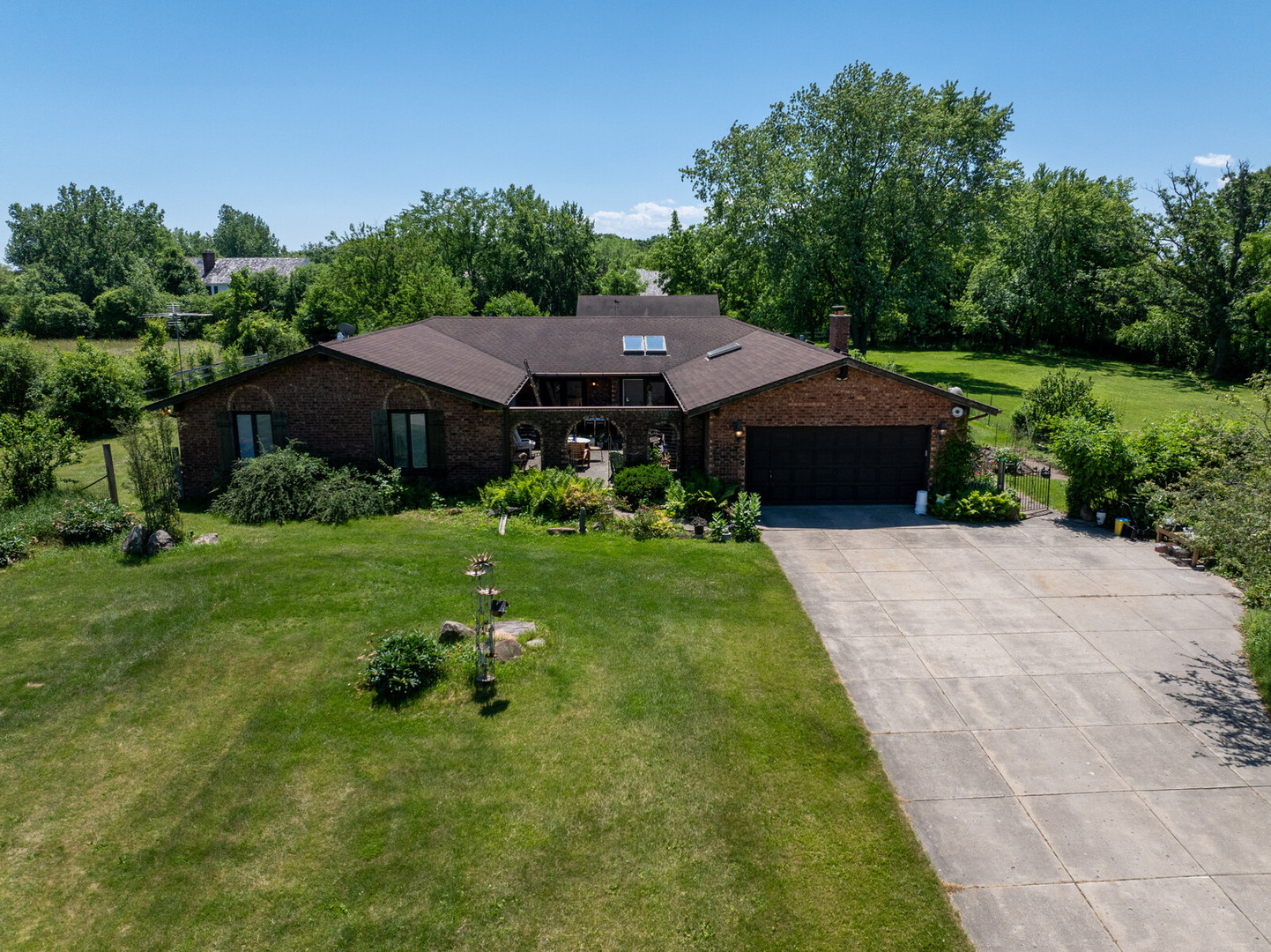 a aerial view of a house with garden