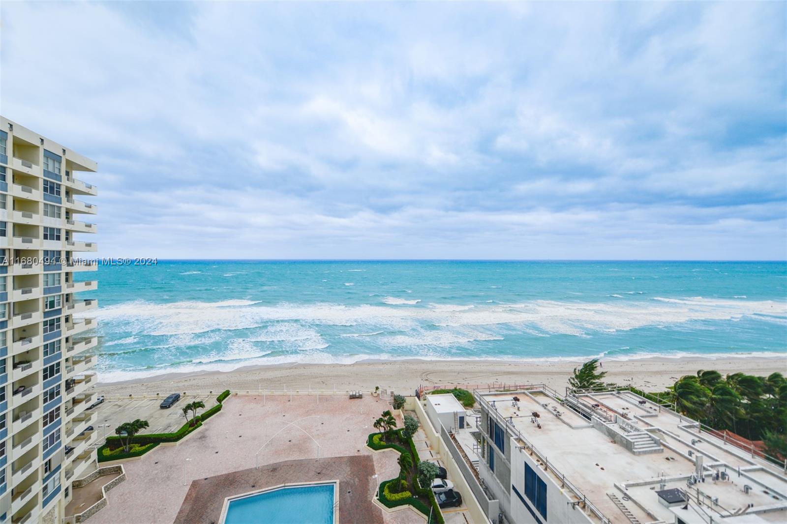 a view of an ocean and beach