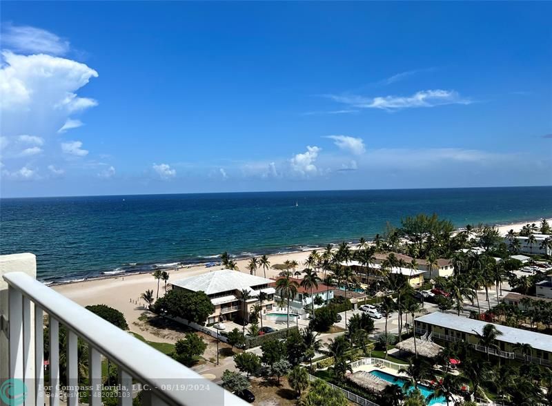 a view of a sky from a balcony