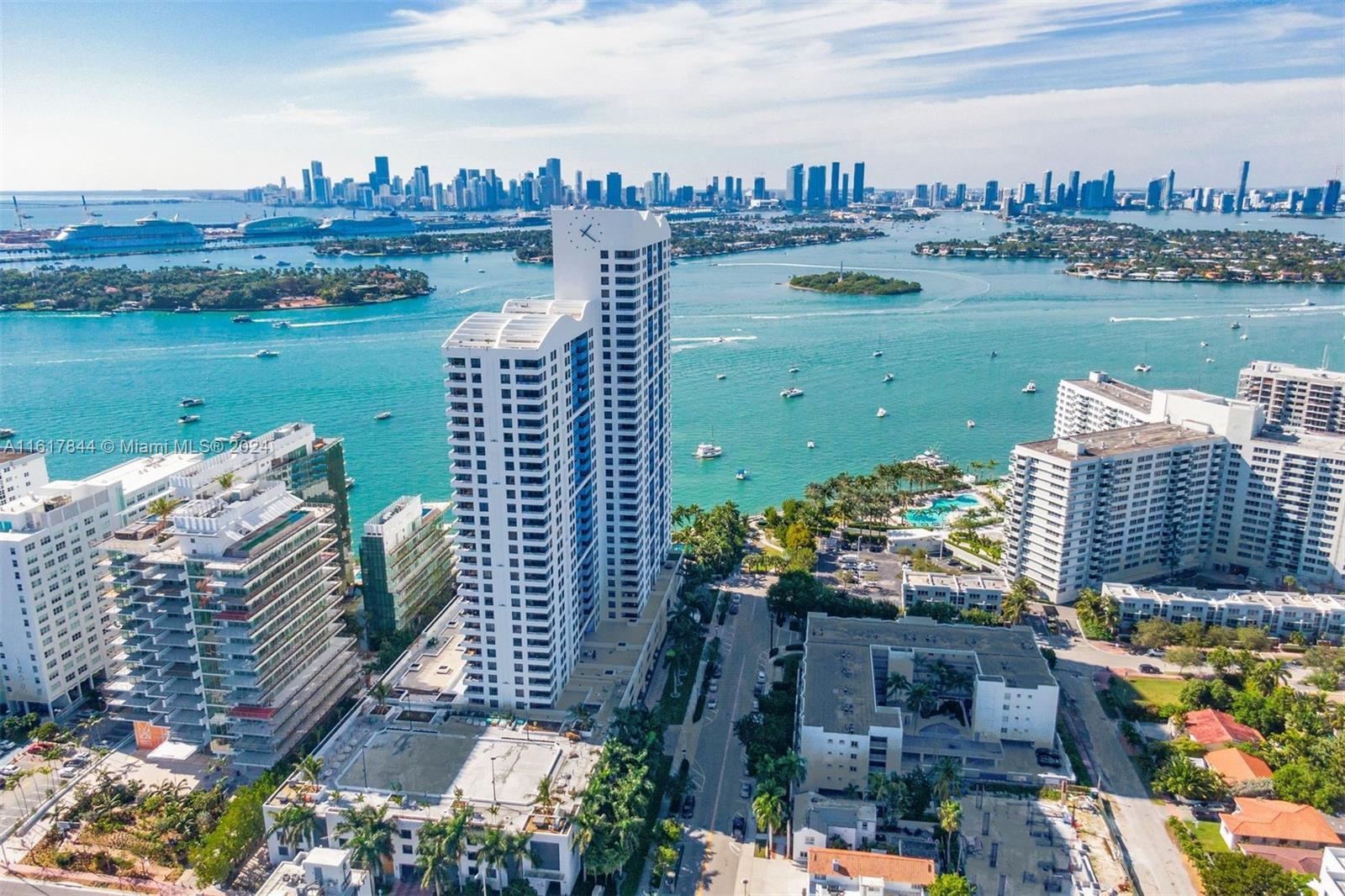 a view of a city and ocean view