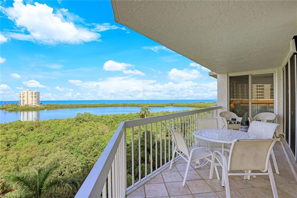 a view of a balcony with lake view