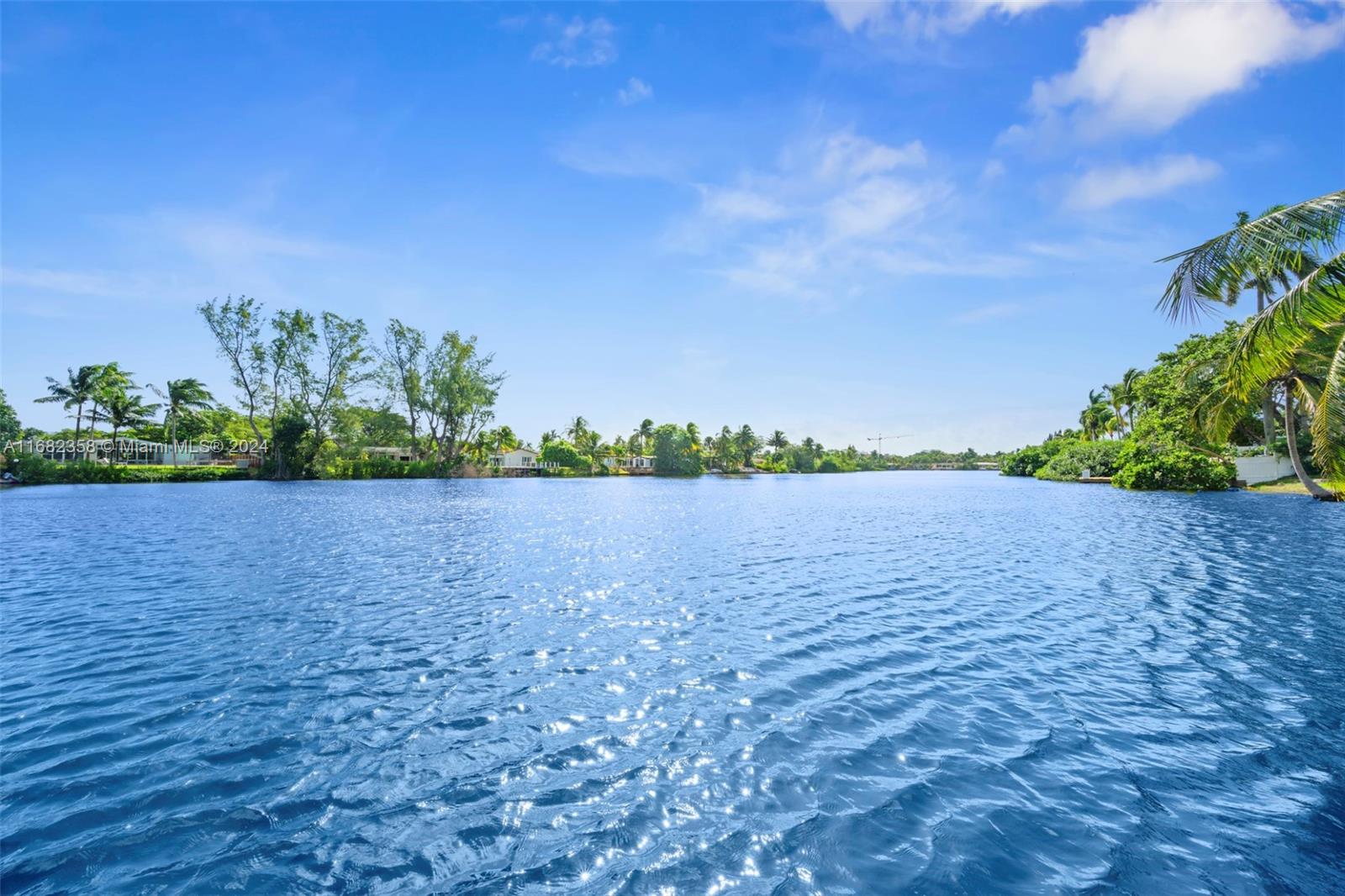 a view of lake and yard