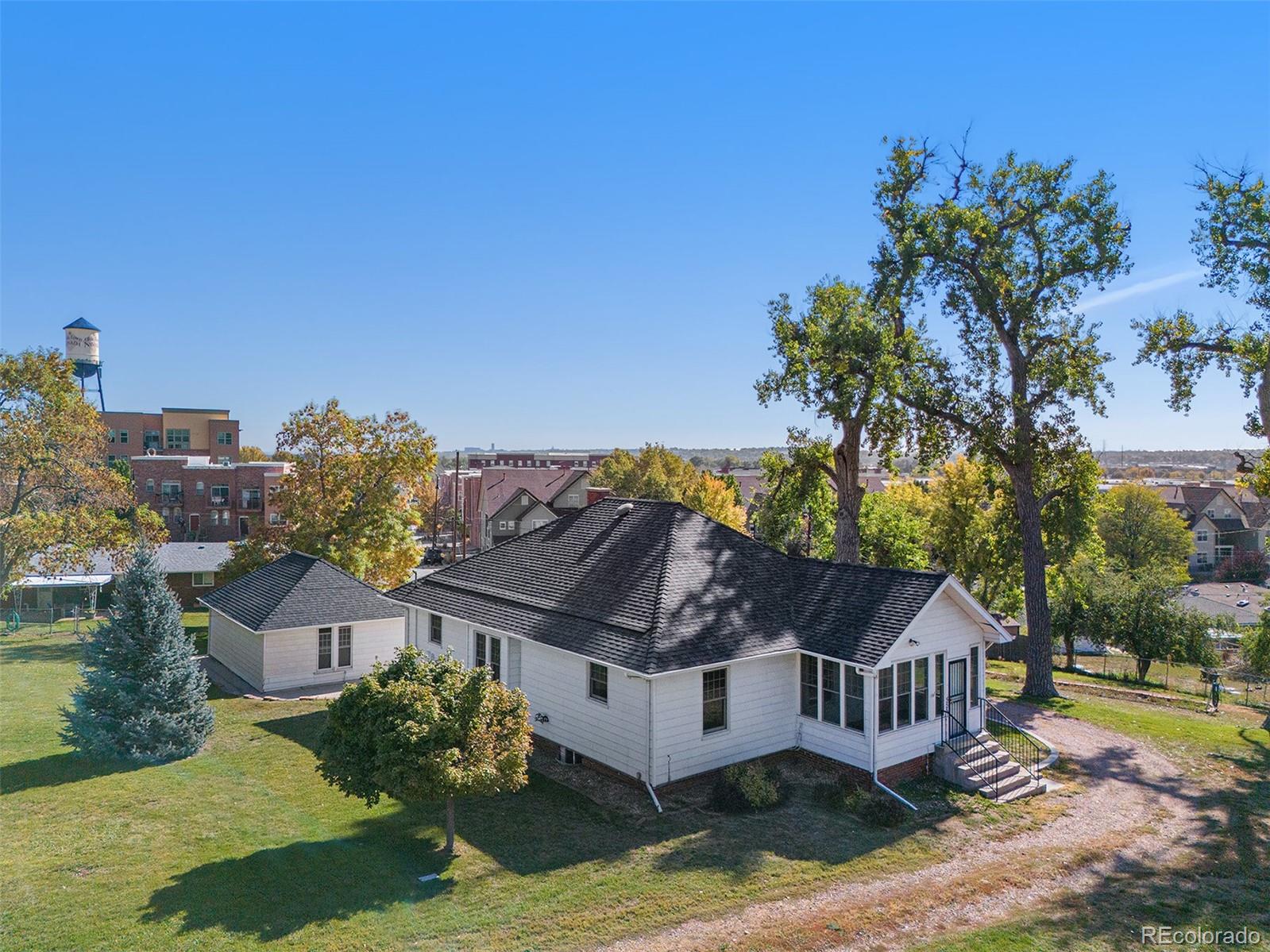 an aerial view of a house