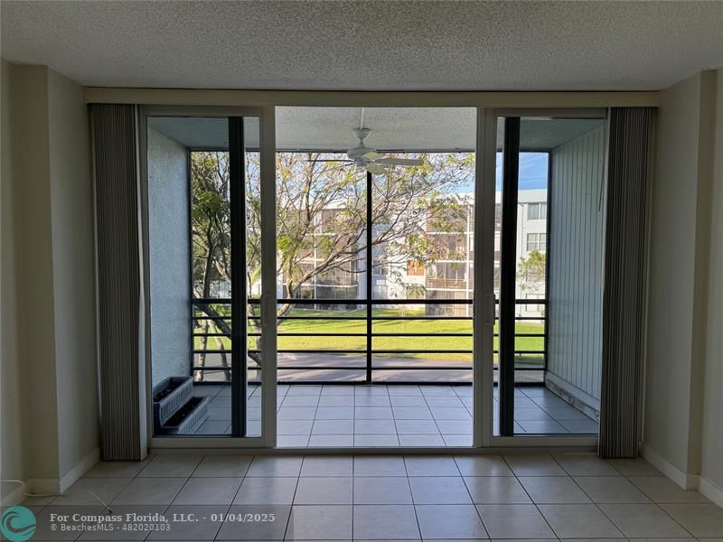 a room with a large window