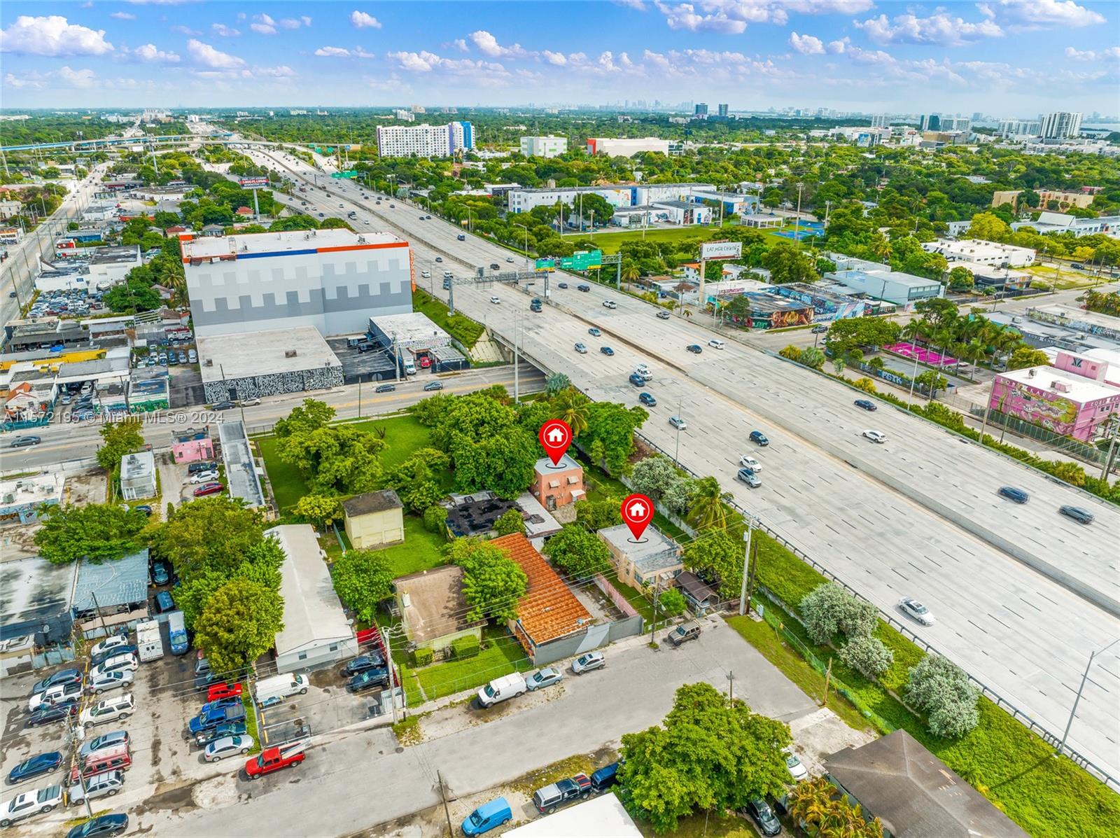 an aerial view of a city