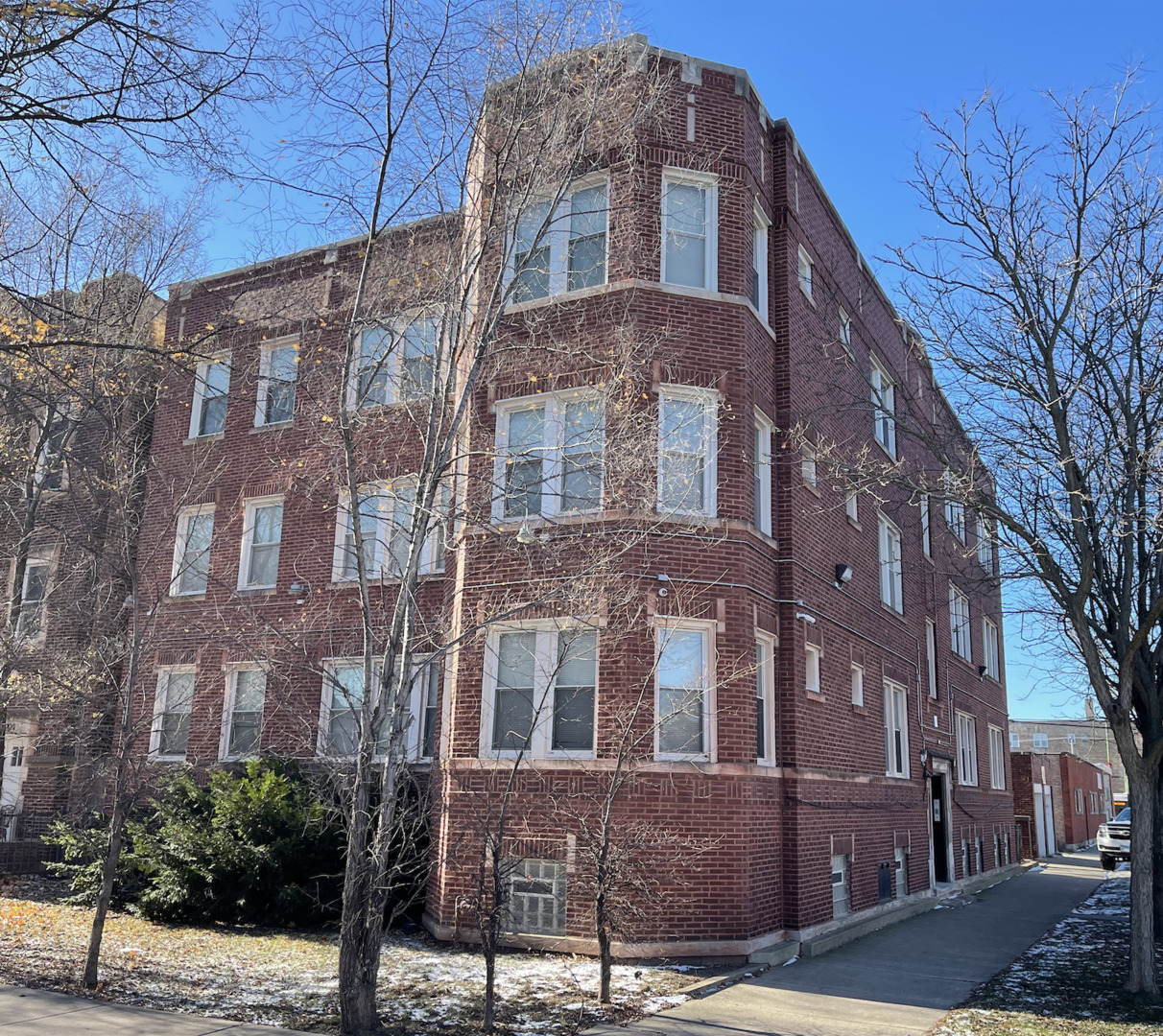 a front view of a building