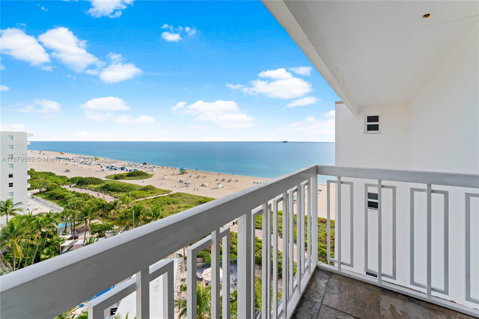 a view of a balcony with an outdoor space