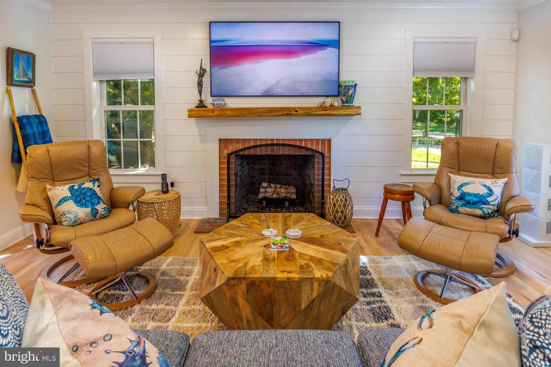 Living Room w/Wood Burning Fireplace