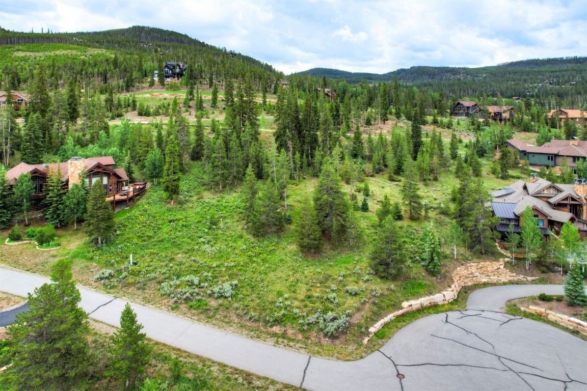 a view of a garden with a houses