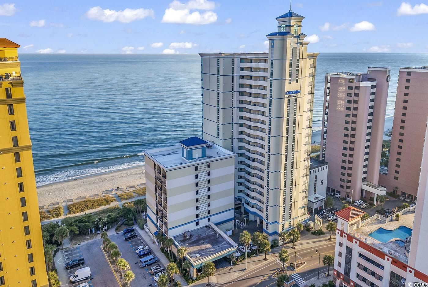 Bird's eye view featuring a view of the beach and