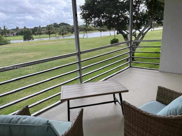 a view of a bench in the patio