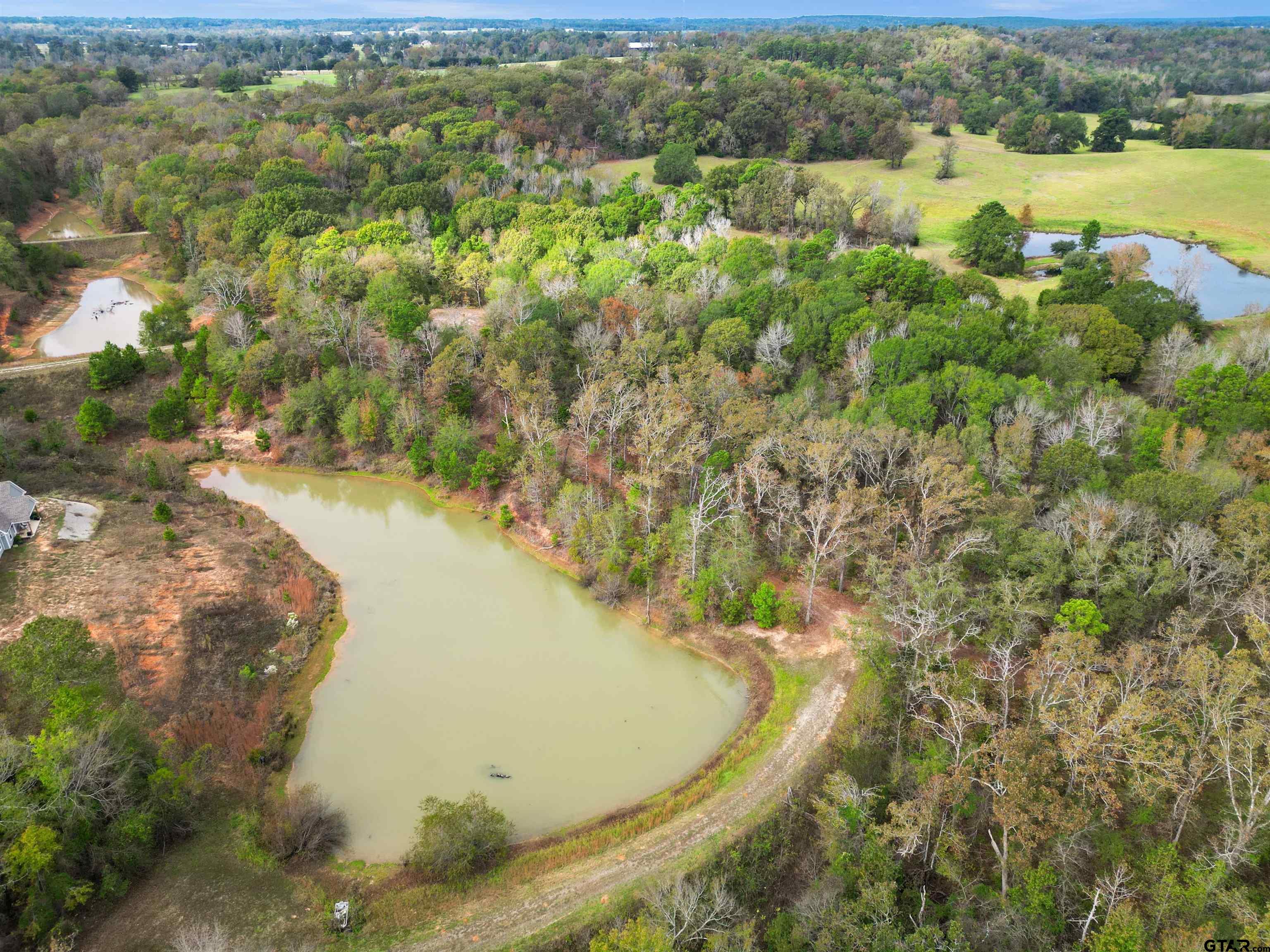 a view of a lake from a yard