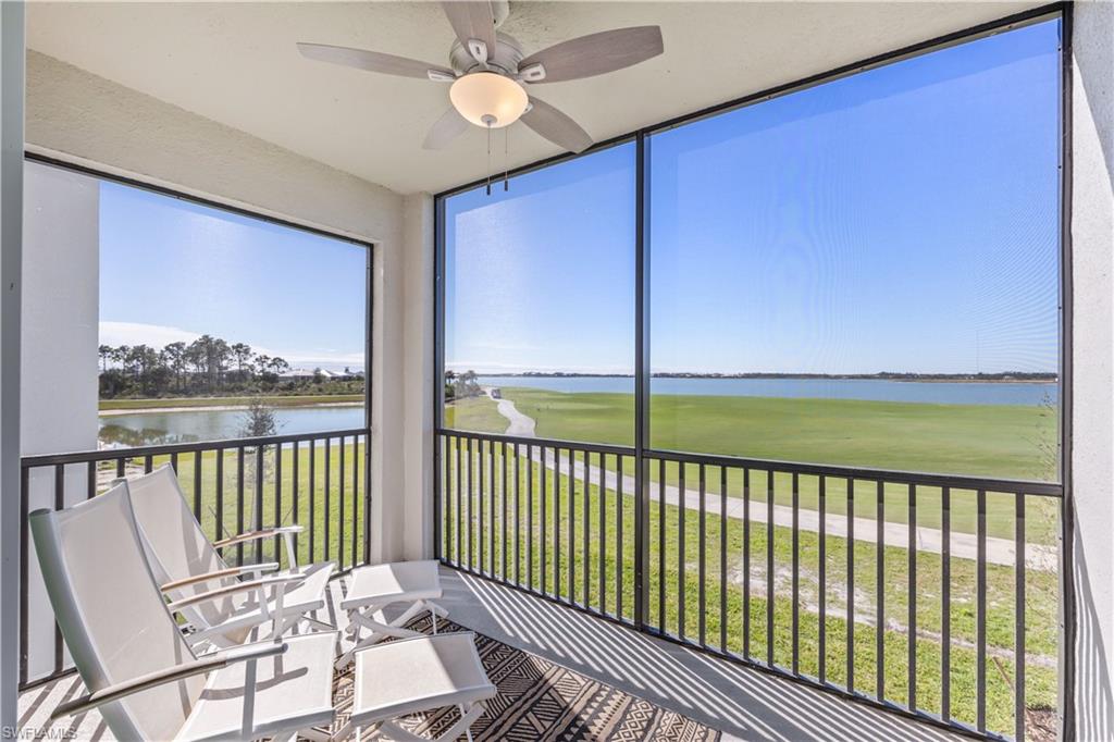 a view of a balcony with lake view