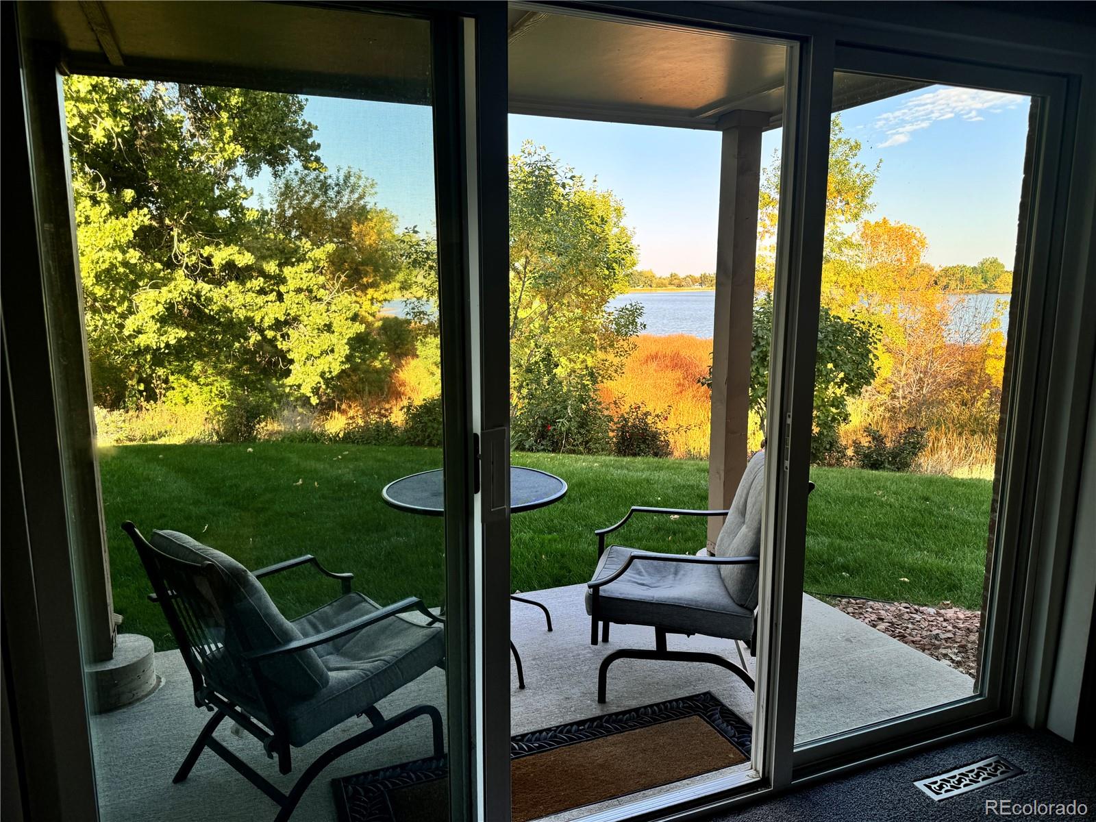 a view of a two chair in the porch