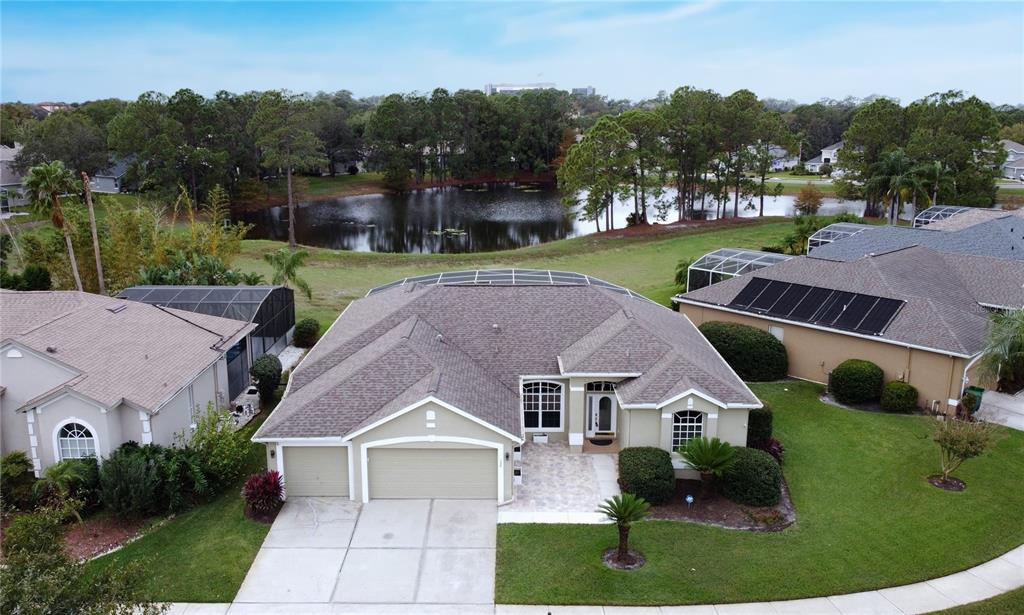 an aerial view of a house