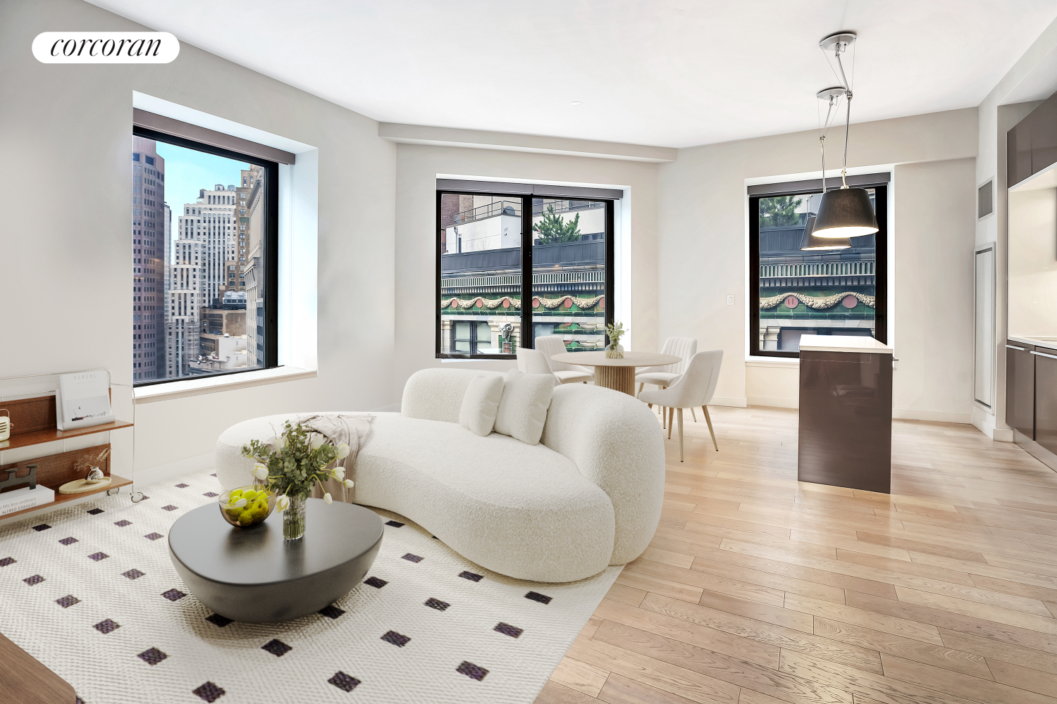 a living room with furniture and window