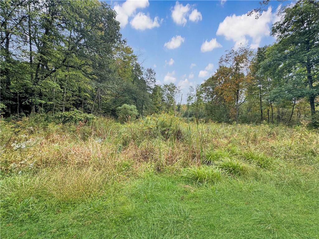 a view of a lake with a yard