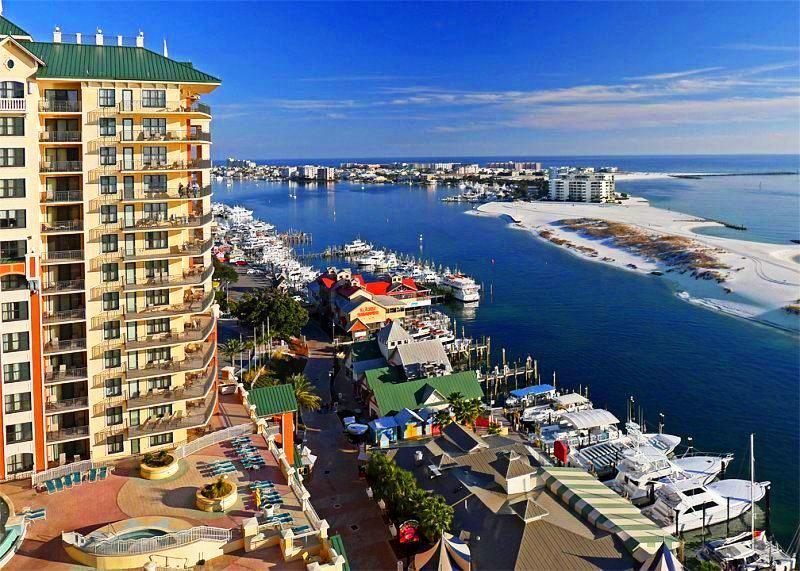 a view of a city and ocean view