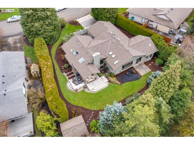 an aerial view of a house