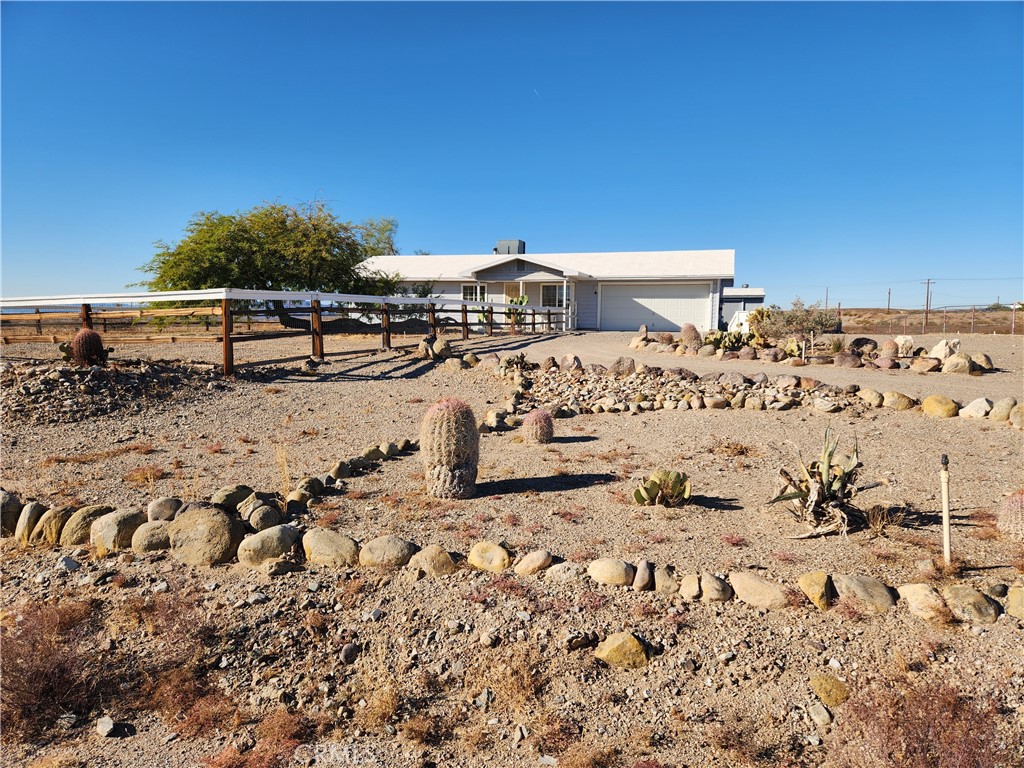 Front view with a catus garden