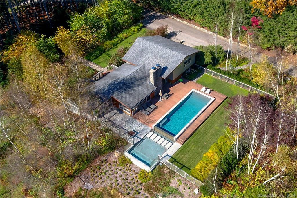 an aerial view of a house