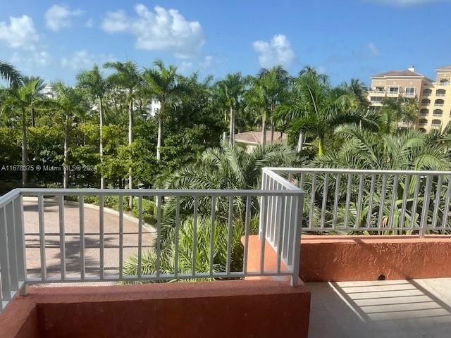 a view of a balcony with lake view