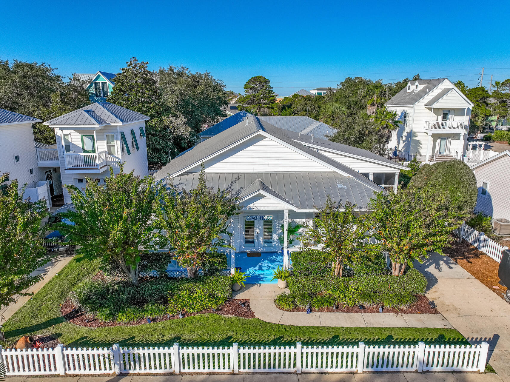 an aerial view of a house