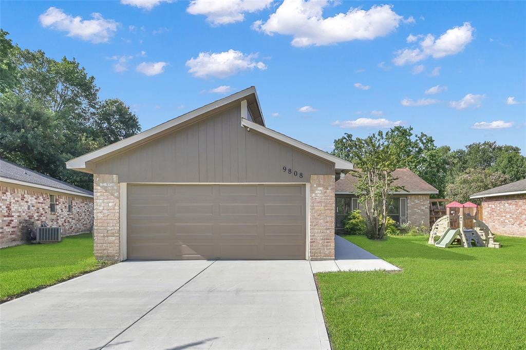 front of the home. Newly done driveway.