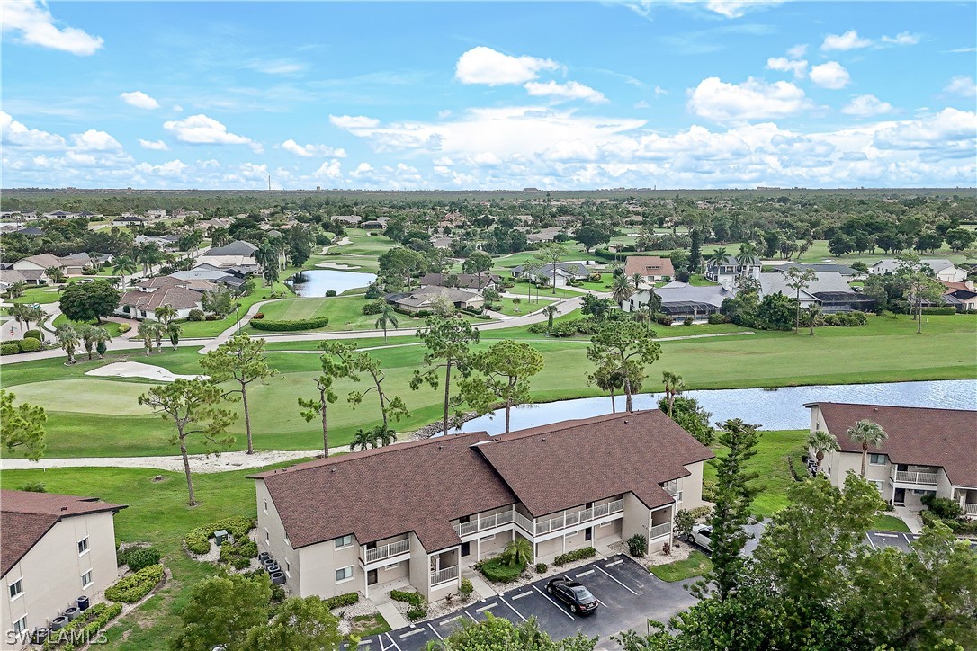 an aerial view of a house with a garden