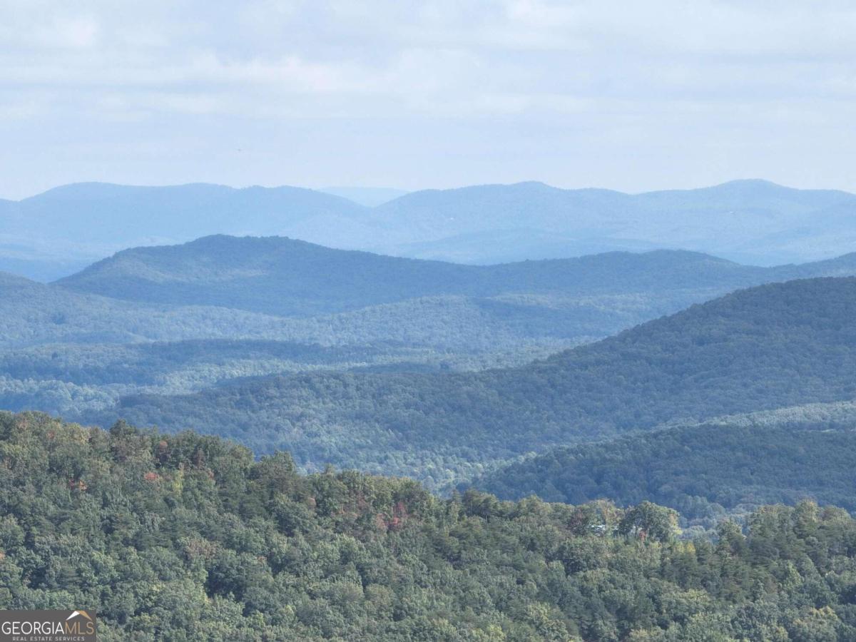 a view of a mountain range with trees in the background