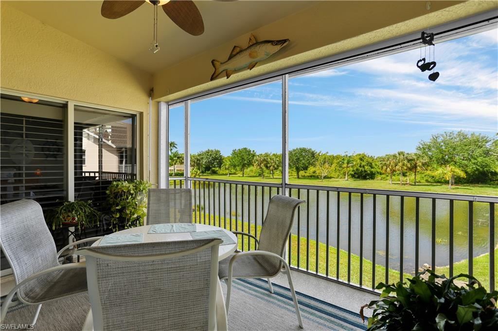 a view of a balcony with chairs