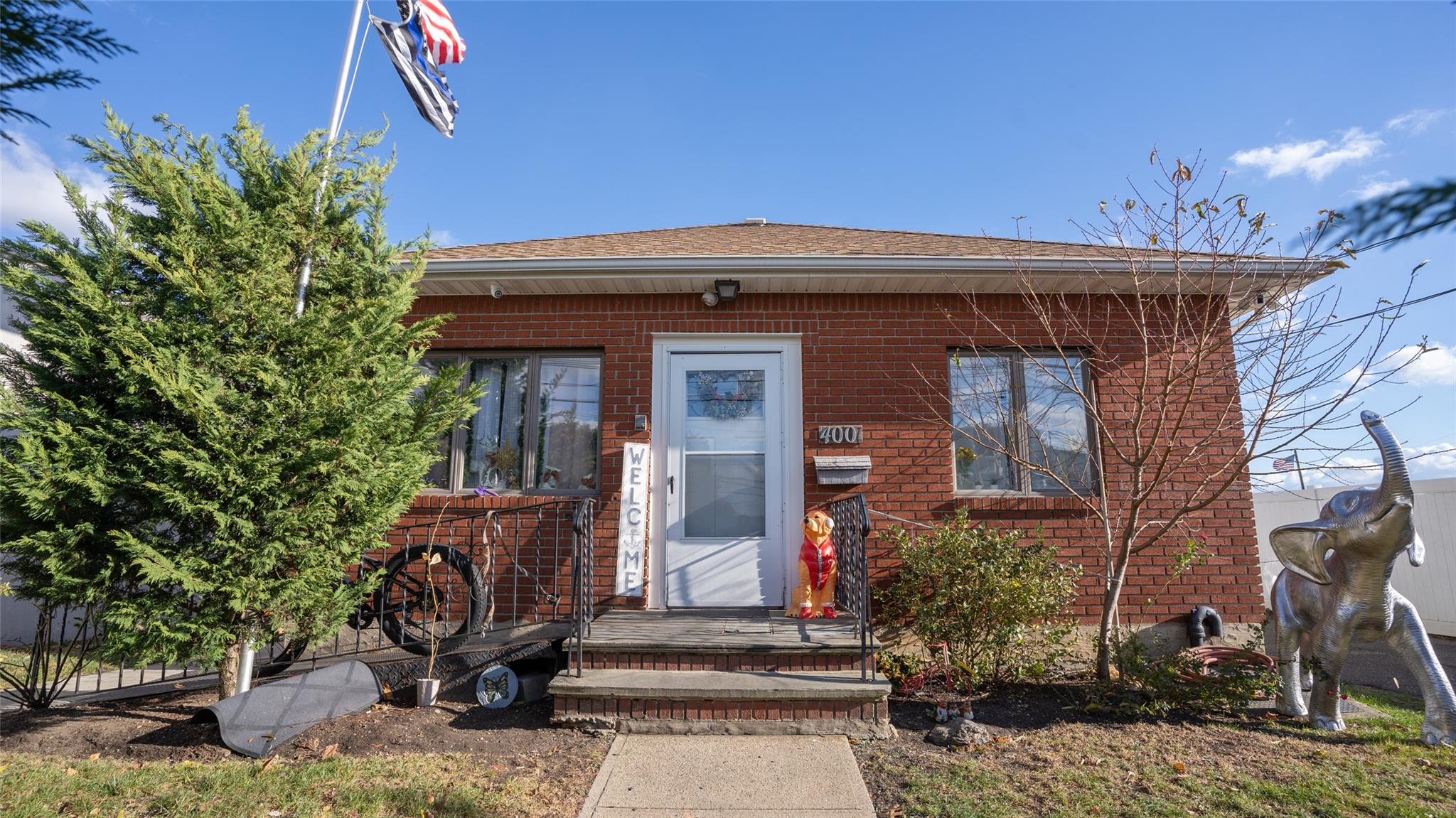 a front view of a house