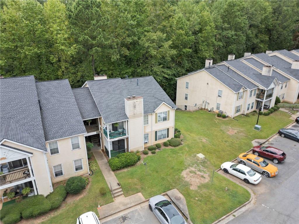 an aerial view of a house